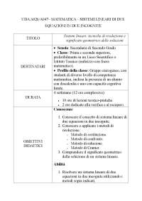 UDA A026/A047– MATEMATICA – SISTEMI LINEARI DI DUE EQUAZIONI IN DUE INCOGNITE