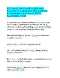Business Information Systems Chapter 1 Questions and Verified Rationalized Answers, 100% G