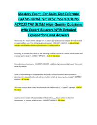 Colorado Motor Vehicle Salesperson Exam: Practice Questions and Answers