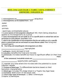 BIOL 206 LAB EXAM 1 TAMU/100% CORRECT ANSWERS /GRADED A+
