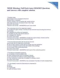 NBME Histology Full Pack;Latest 2024/2025 Questions and Answers with complete solution