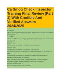 Ca Smog Check Inspector Training Final Review (Part 1) With Credible And Verified Answers