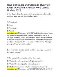 Iowa Contracts and Closings Overview Exam Questions And Answers Latest Update 2025
