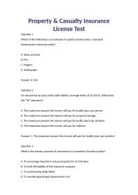 Summary Property & Casualty Insurance License Test Updated 2024/2025 > Pass the P&C Insura