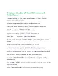 Techniques of Cooking AIT Exam 139 Questions with Verified Answers,100% CORRECT