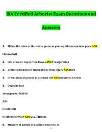 ISA Certified Arborist Exam questions verified with 100% correct answers