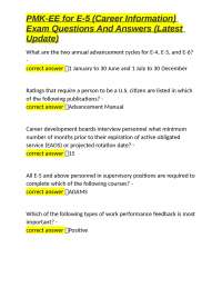 PMK-EE for E-5 (Career Information) Exam Questions and Answers