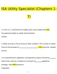 ISA Utility Specialist (Chapters 1-7) questions verified with 100% correct answers