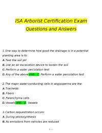 ISA Arborist Certification Exam Questions and Answers