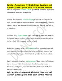 EpicCare Ambulatory 400 Study Guide Questions and Answers (Latest Update 2025) 100% Verifi