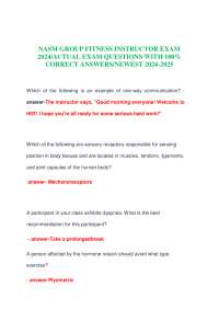 NASM GROUP FITNESS INSTRUCTOR EXAM 2024/ACTUAL EXAM QUESTIONS WITH 100% CORRECT ANSWERS/NE