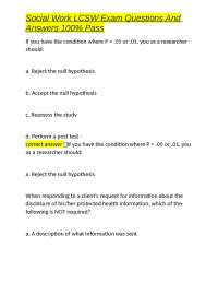 Social Work LCSW Exam Questions And Answers 100% Pass