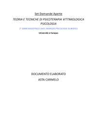 TEORIA E TECNICHE DI PSICOTERAPIA VITTIMOLOGICA DOMANDE APERTE PROF.SSA MESSINA LAURA G. M