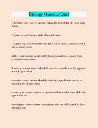 Biology Genetics Quiz Questions answers latest update