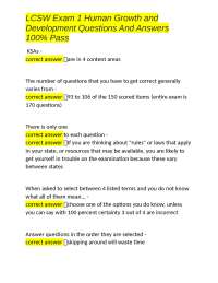 LCSW Exam 1 Human Growth and Development Questions And Answers 100% Pass