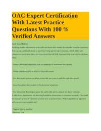 OAC Expert Certification With Latest Practice Questions With 100 % Verified Answers