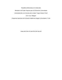 Análisis de Situación de Salud: Diagnóstico Integral de la Comunidad "Cacique Tiuna I"