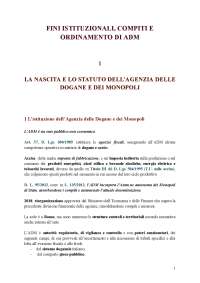 Riassunto AGENZIA DELLE DOGANE E MONOPOLI: fini istituzionali, compiti e ordinamento