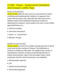 LCSW - Exam-  Assessment Questions And Answers 100% Pass