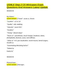 USMLE Step 2 CS Minicases Exam: Headache, Confusion/Memory Loss, Loss of Vision
