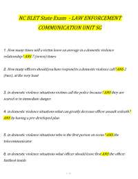 NC BLET State Exam - Law Enforcement Communication Unit Study Guide