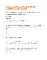 PHYS 204 Final Exam: All Possible Questions and Answers