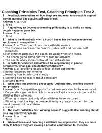Coaching Principles Test: Multiple Choice Questions and Answers