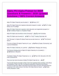 Alpha Phi Alpha Pretest for IMDP Questions & Answers | 2025 Updated Solutions | 100% Corre