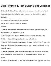 Prenatal Development: Child Psychology Test 1 Study Guide