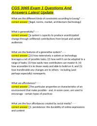 CGS 3065 Exam 1 Questions And Answers Latest Update