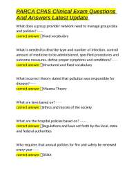 PARCA CPAS Clinical Exam Questions And Answers Latest Update