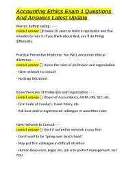 Accounting Ethics Exam 1 Questions and Answers