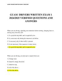 GUAM  DRIVERS WRITTEN EXAM 1 2024/2025 VERIFIED QUESTIONS AND ANSWERS