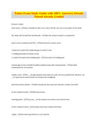 Tattoo Exam Study Guide with 100% Answers