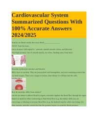 Cardiovascular System: Summarized Questions and Answers