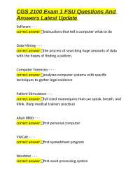 CGS 2100 Exam 1 FSU Questions And Answers Latest Update