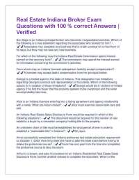 Indiana Real Estate Broker Exam Questions and Answers