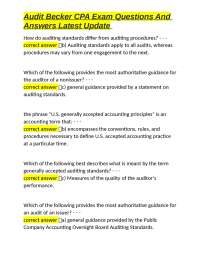 CPA Exam Auditing Questions and Answers