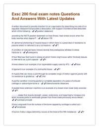 Exsc 200 Final Exam Notes: Questions and Answers with Latest Updates