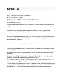 Ethics 311 Exam With 100% Quality Answers