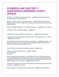 CLEMSON LAW 3220 TEST 1: Questions & Answers - Key Legal Concepts and Cases