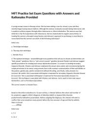 MFT Practice Set Exam Questions with Answers and Rationales