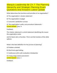 Marquis Leadership 8e Ch 7: Planning Hierarchy & Strategic Planning Exam Questions