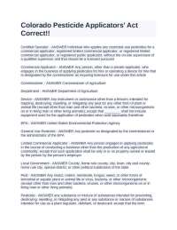 Colorado Pesticide Applicators' Act: Definitions and Explanations
