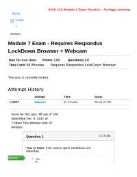 BIOD 210 Module 7 Exam Genetics – Portage Learning