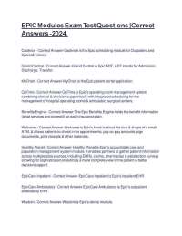 EPIC Modules Exam Test Questions |Correct Answers -2024.