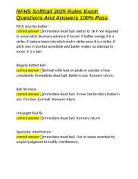 NFHS Softball 2025 Rules Exam Questions And Answers 100% Pass
