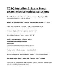 TCEQ Installer 1 Exam Prep exam with complete solutions.docx