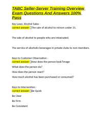 TABC Seller-Server Training Overview: Exam Questions and Answers