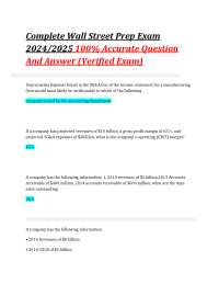 Wall Street Prep Exam: Financial Modeling and Valuation